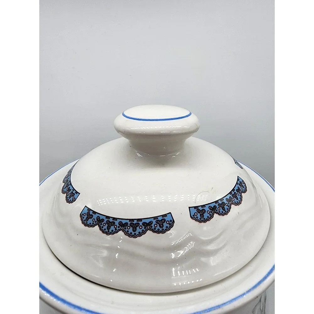 Precious Moments 1992 Make A Joyful Noise Ceramic Cookie Jar Vintage White Blue